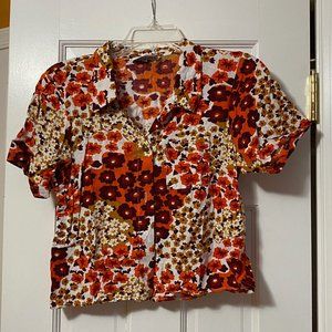 Her Pony floral button down crop top festival brand size 10